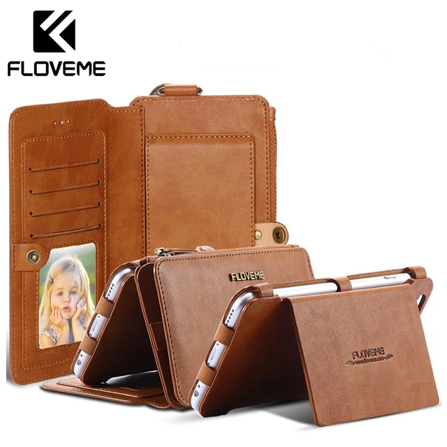 Special Price FLOVEME Leather Mobile Phone Bag Case For Apple iPhone 6 7 8 Plus Pouch Case Wallet Bag Case For iPhone X 5 5s Cover Accessories