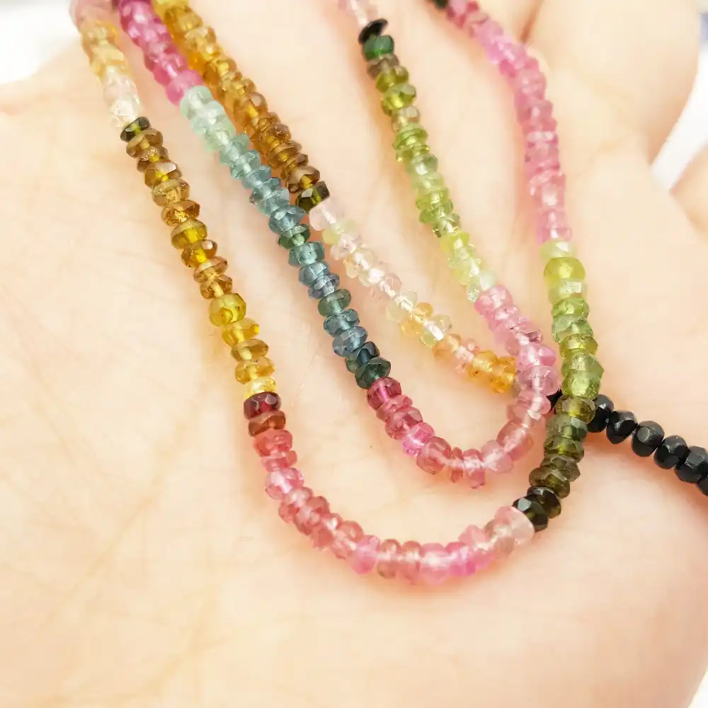 7 St Turmaline Faceted Drop 5x3mm.-Strand 20cm