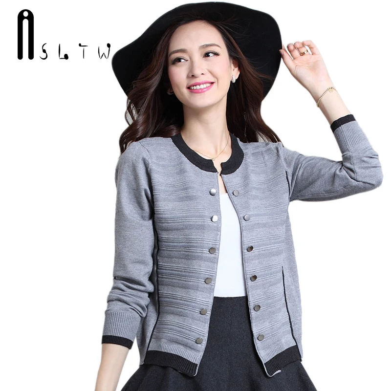 ASLTW Sweaters Woman Autumn Women Long Sleeve Sweater Cardigan Plus Size Short Design Outerwear Knitwear Cardigans