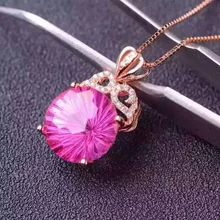 Натуральный красный Топаз камень кулон 925 серебро натуральный драгоценный камень кулон ожерелье модный Большой Подсолнух женщин Девушка ювелирные изделия