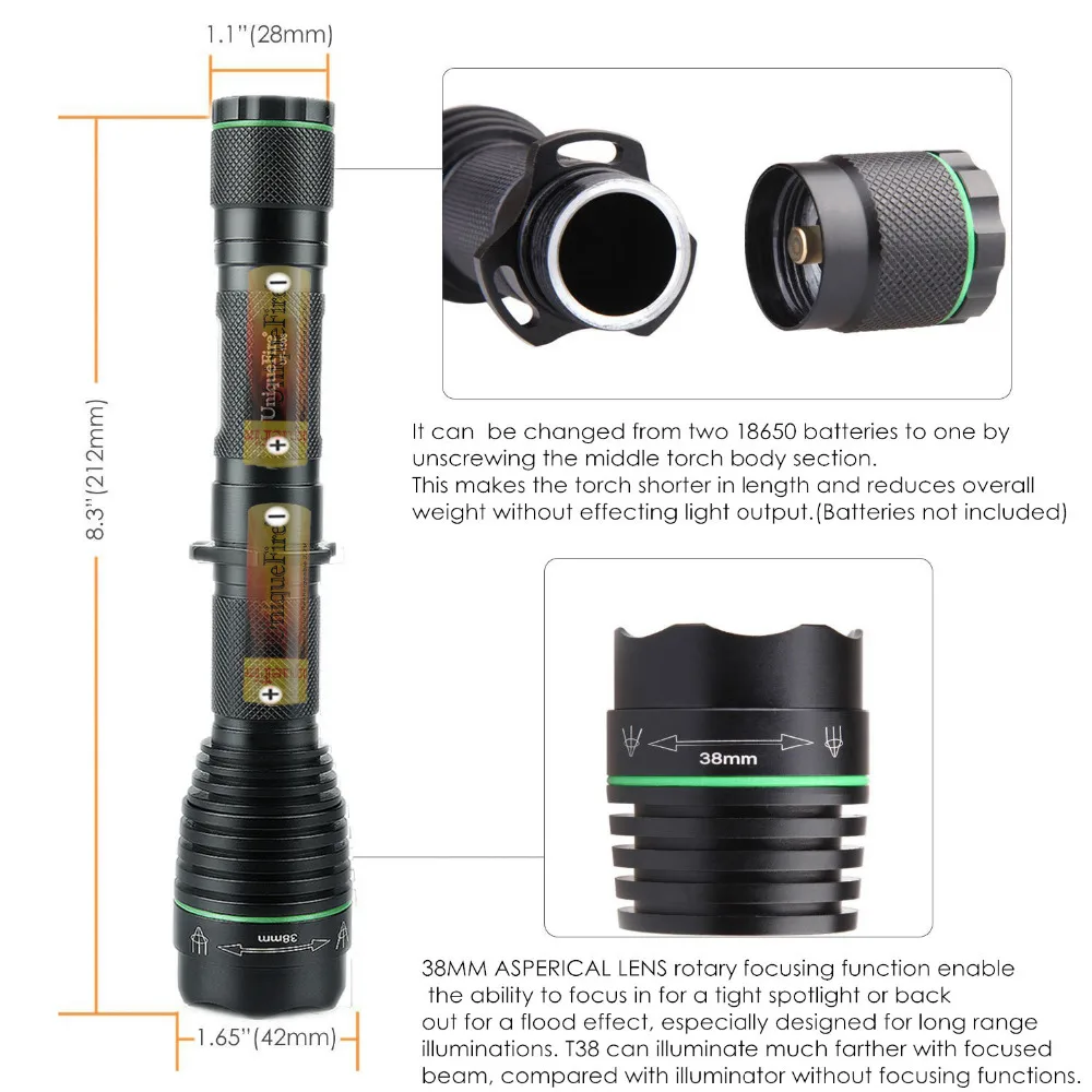 UniqueFire 1508 IR 850nm Фонари Инфракрасный фонарик Ночное видение фокус охота факел (3 Вт)