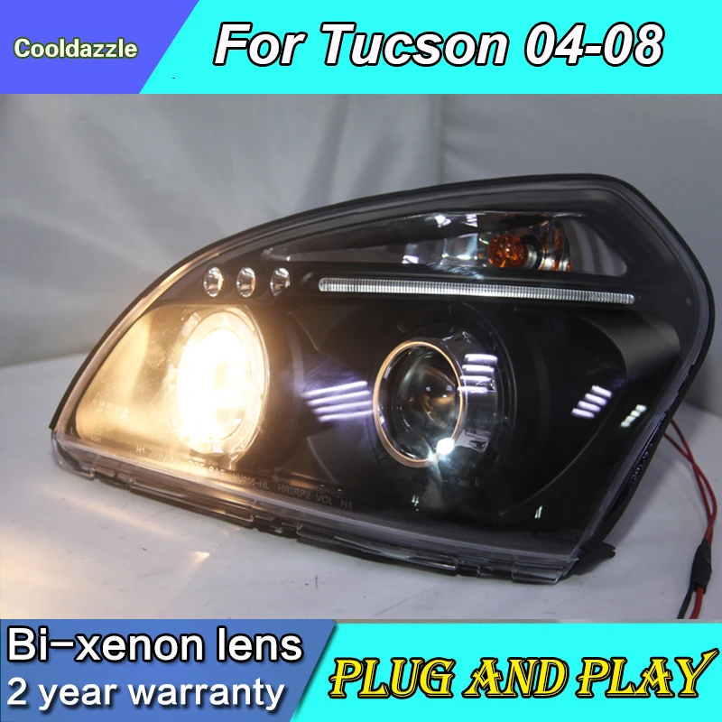 2004 2005 2006 2007 2008 год для Hyundai Tucson светодиодный ные фары головного света с дневными