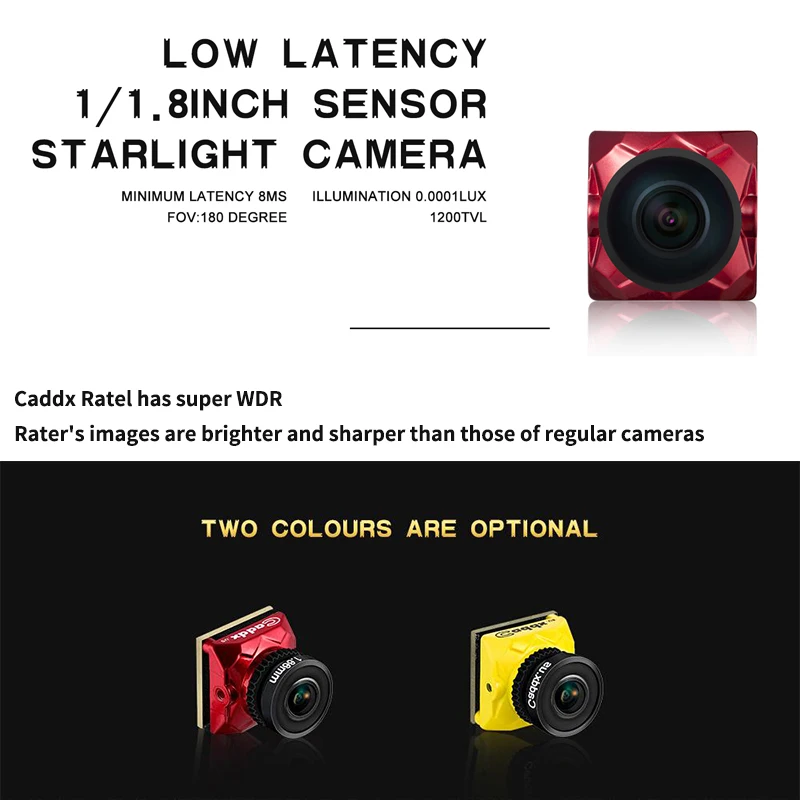 Caddx Ratel FPV камера 1/1. 8 ''Starlight HDR OSD 1200TVL NTSC/PAL 16:9 4:3 switchable1.66 мм 2 1 объектив для RC