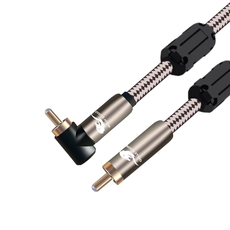 Hi Fi аудио кабель RCA Male для DVD динамика сабвуфера с углом к прямой оплетке OFC 1 м 2 3 5 8