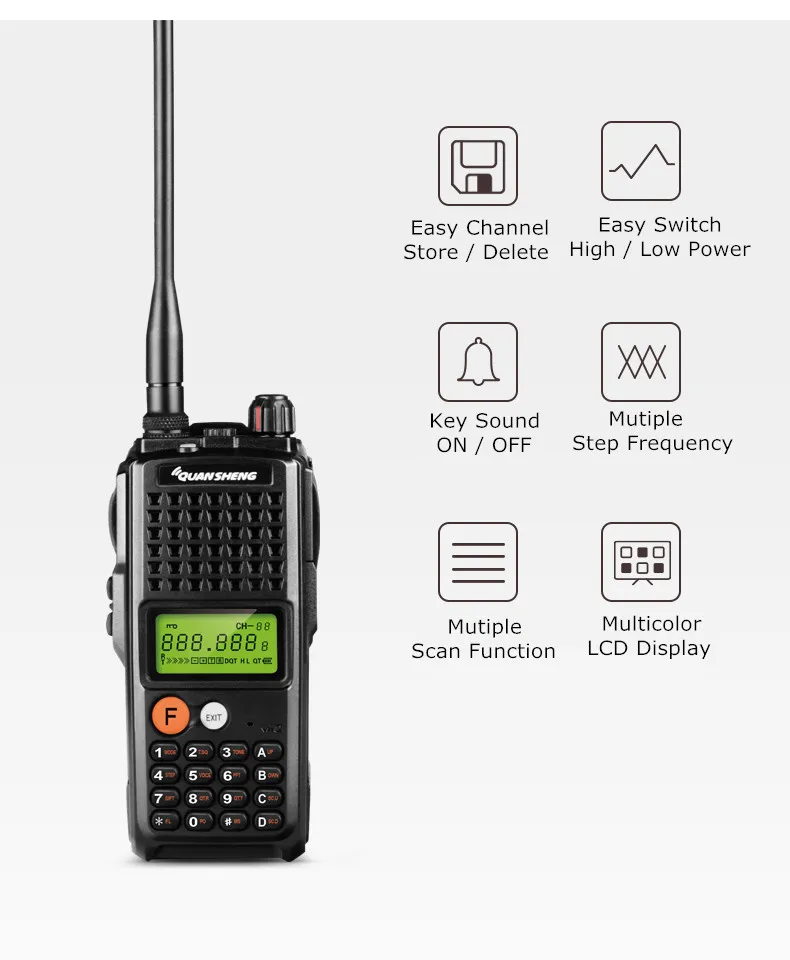 10 Вт QuanSheng TG-K10AT Walkie Talkie 10 км TG K10AT радио comunicador 10 км UHF400-470MHz дополнительный VHF диапазон двухстороннее радио 4000 мАч