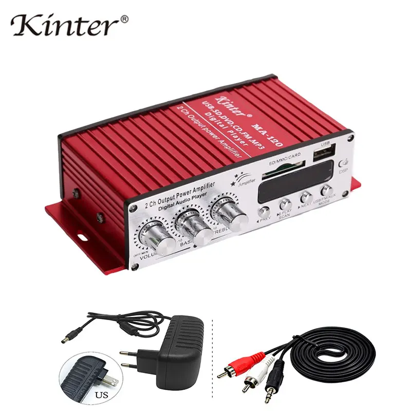 Kinter MA-120 mini amplificadores de audio amplificador hifi estéreo de sonido bluetooth 2,0 canales SD entrada USB FM radio casa Coche Kinter MA-120 mini amplificadores de audio amplificador hifi estéreo de sonido bluetooth 2,0 canales SD entrada USB FM radio casa Coche