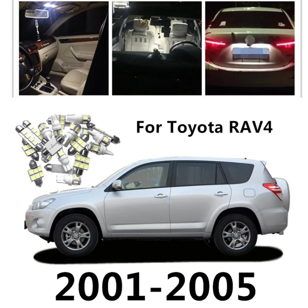 

JGAUT 7pcs White Car LED Light Bulbs Interior Package Kit For TOYOTA RAV 2001-2005 Dome Lights Trunk LICENSE PLATE light Map