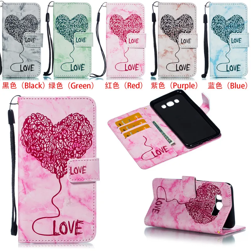 

For Samsung Galaxy J7 2016 Case cover Cute Love Marble Painted Leather Flip Wallet Phone cases For Samsung J7 2016 J710F Case
