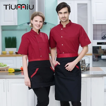 

2018 Summer Chef Uniform Unisex Chef Kitchen Workwear Tops Short Sleeve Comfy Breathable Restaurant Hotel Waiter Overalls Jacket