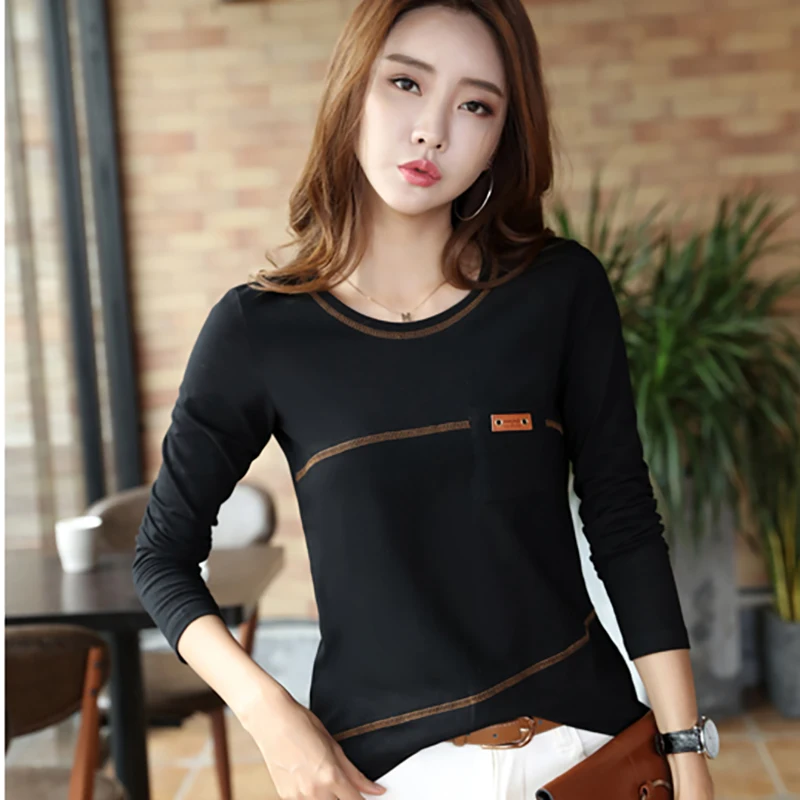 Shintimes Vetement Femme 2018 Camiseta de manga larga mujeres Vogue Camiseta mujeres camisetas bolsillos Camiseta femenina Poleras Mujer Shintimes Vetement Femme 2018 Camiseta de manga larga mujeres Vogue Camiseta mujeres camisetas bolsillos Camiseta femenina Poleras Mujer