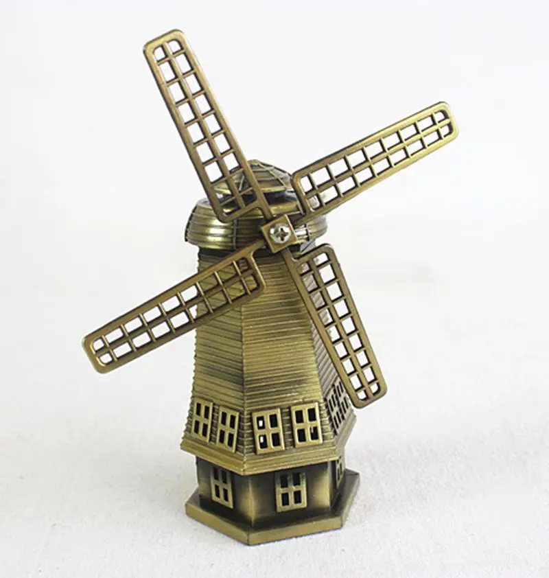 

High-quality Dutch Windmill World Famous Landmark Metal Model Decor Crafts Tourism Souvenirs Collection Holiday Gifts