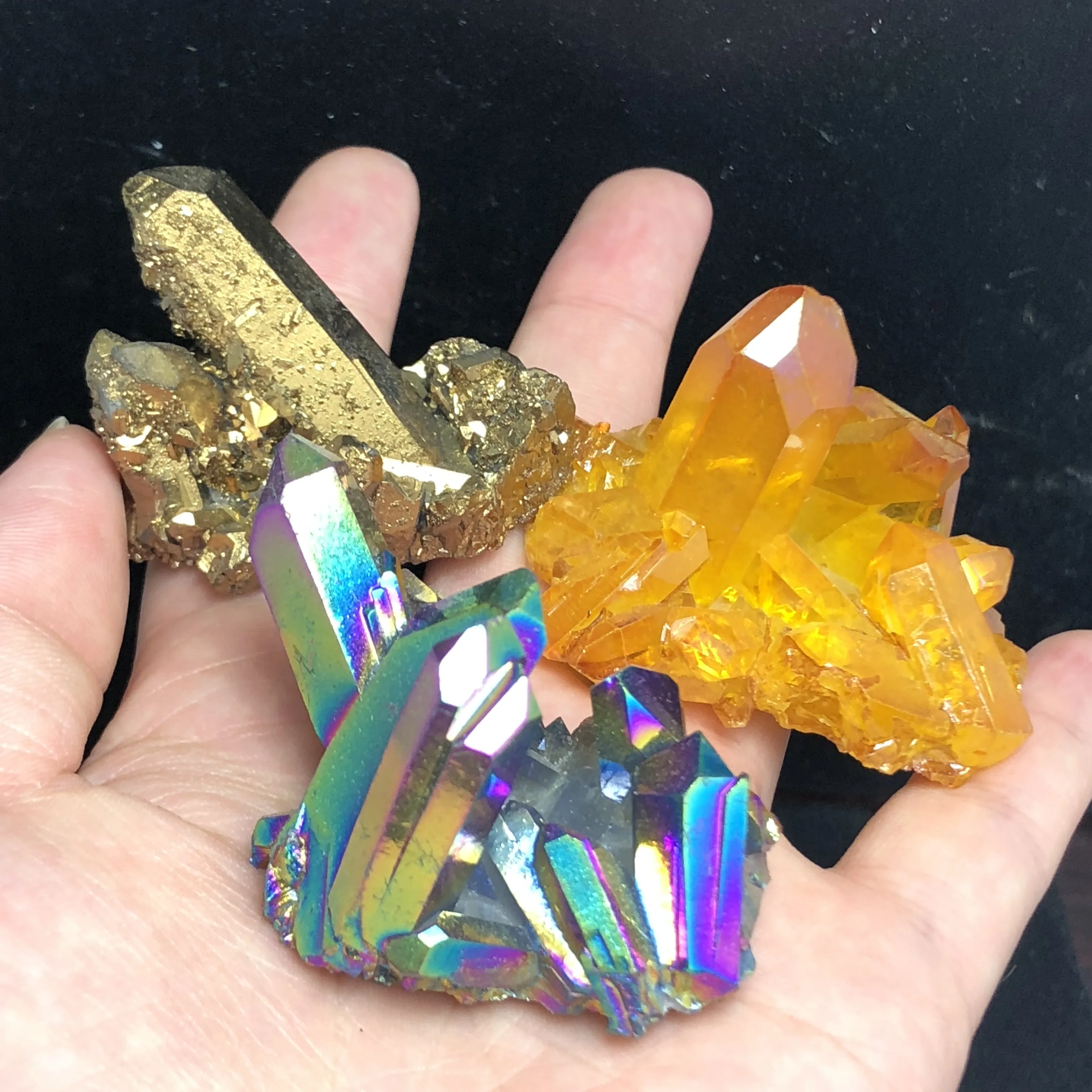 3 шт. аура кварцевый кристалл кластер Ангел Аура натуральный Druzy Geode образцы