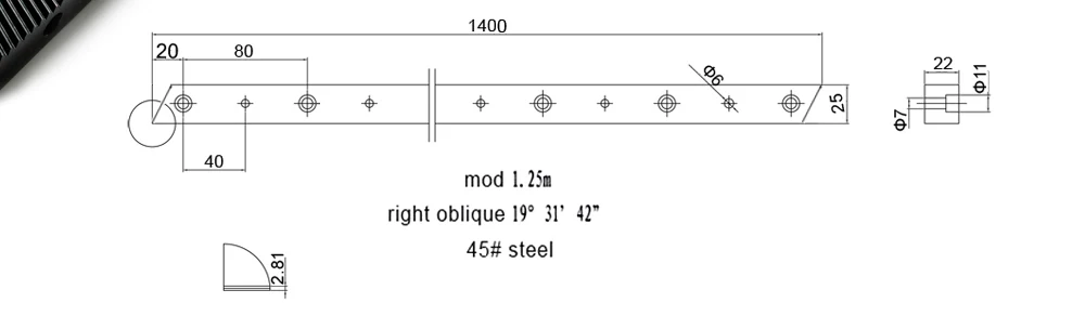 Noulei Gear rack 10 1400mm