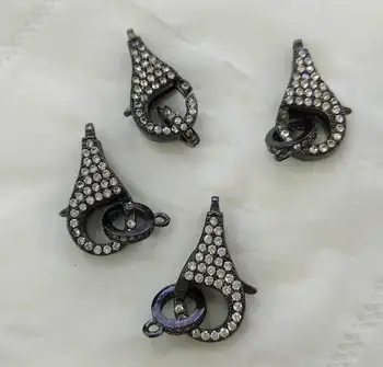 

6sets Micro Pave stone Enhancer Clasp 18-25mm,Large CZ Clasp,Pave Lobster Clasp,Lobster Closure gunmetal rose gold silver Charm