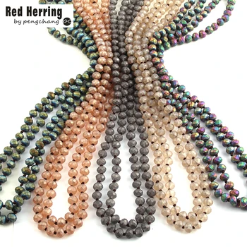 

Fashion Bohemian Tribal Jewelry Frosted Crystal knotted long Halsband 5X8 Glass Crystal Necklace