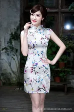clearance sale Women satin Cheongsam vestidos Chinese dress chi-pao Party Dresses Mini Evening Dress Size:S M L XL XXL