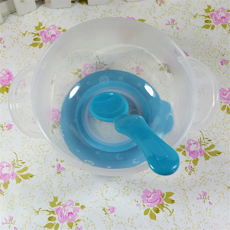1 Set Baby Temperature Sensing Spoon and Fork Set Kid Suction Cup Bowl Slip-resistant Tableware for Toddlers 2018