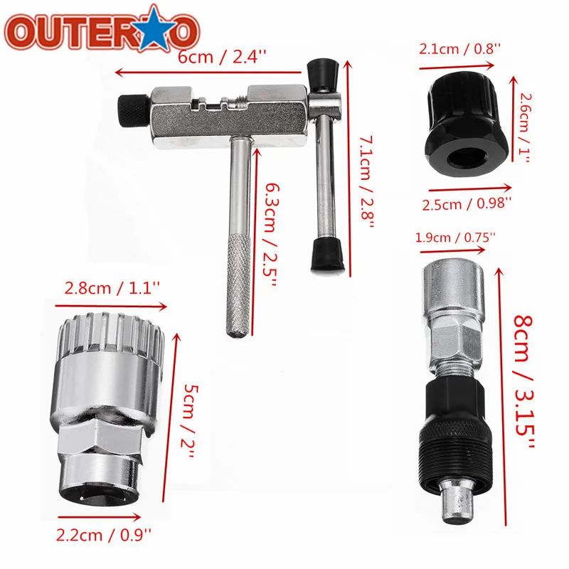 

New Arrival 4 in 1 12 Teeth Bike Chain Breaker Bottom Bracket Remover Axis Crank Extractor Bicycle Repair Tool Kit Accessory