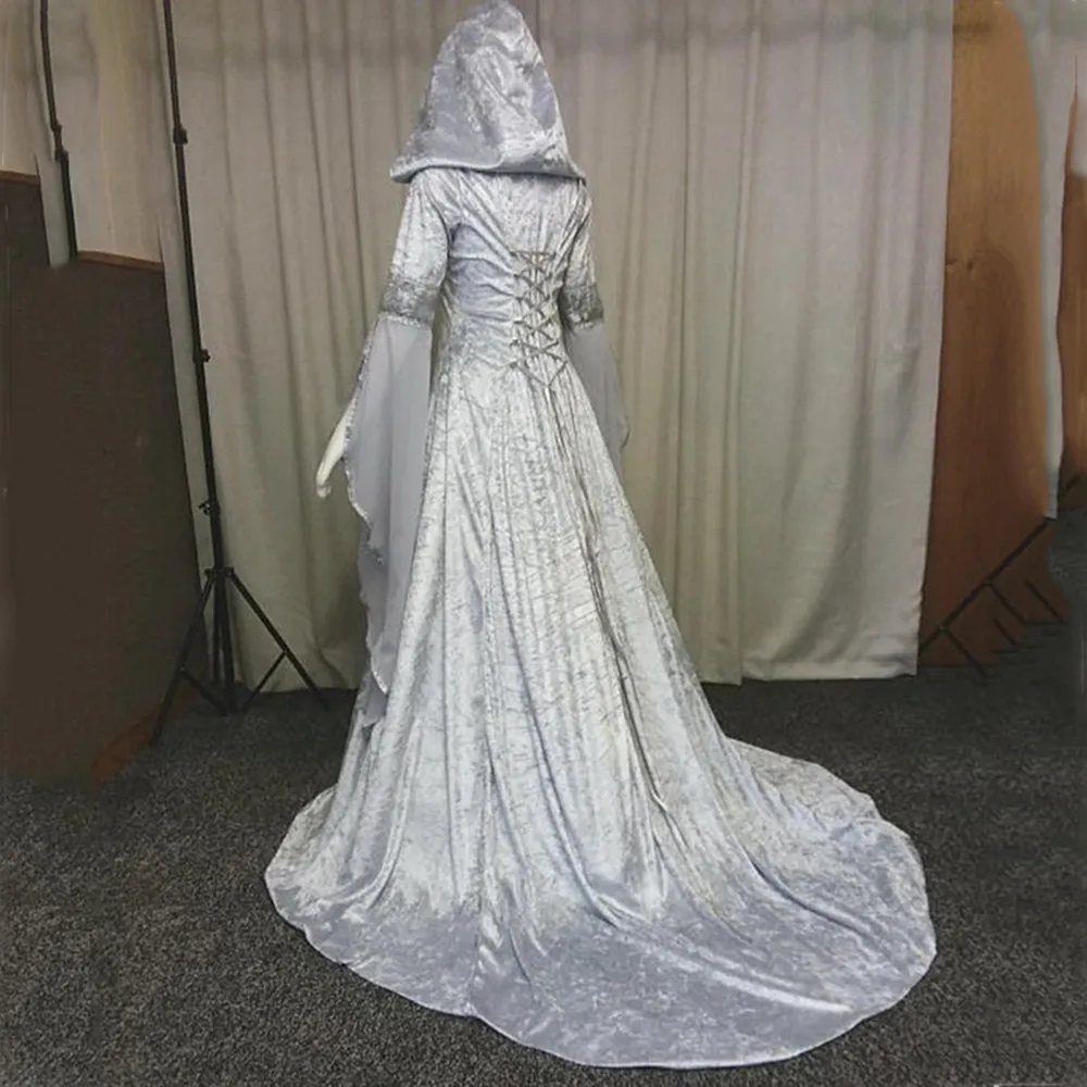 KANCOOLD/женское модное платье с длинным рукавом и капюшоном; средневековое платье с поясом; длинное платье для косплея; женское платье; 2018Oct19
