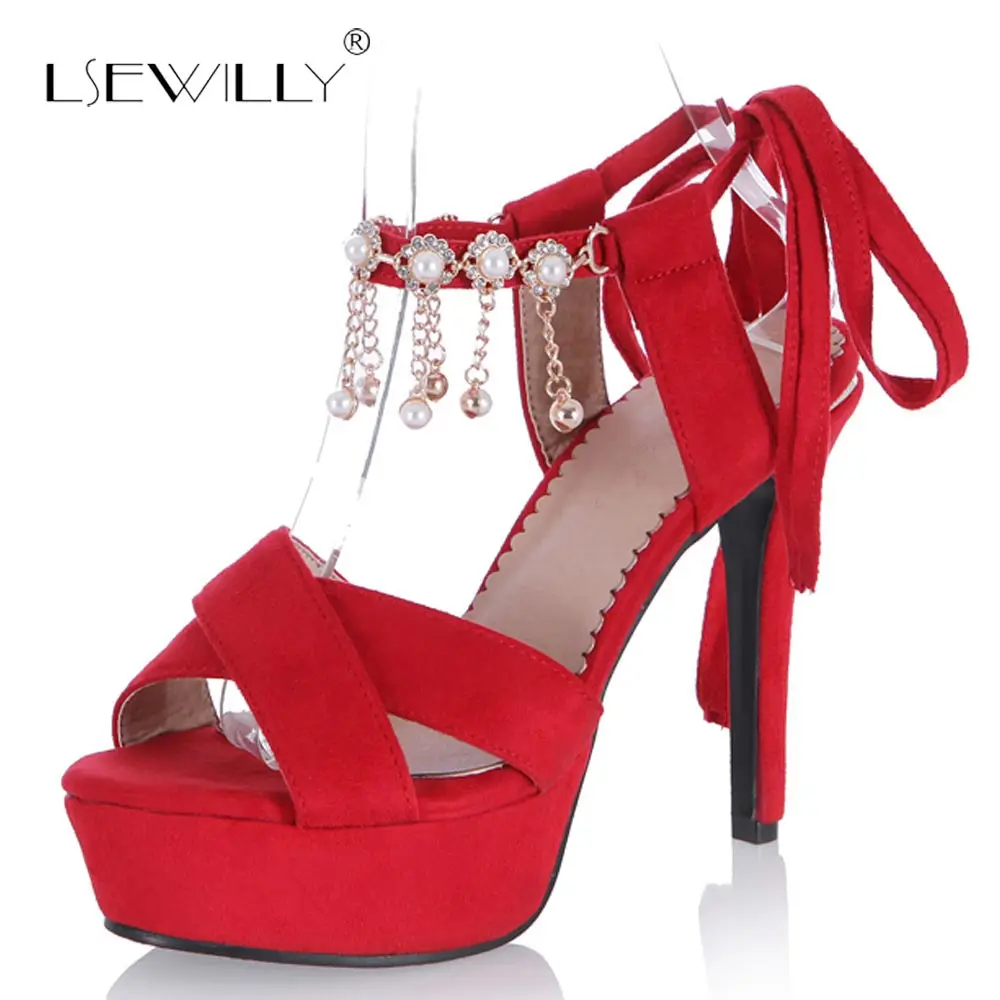

Lsewilly 2018 New Summer Gladiador Sandalias Black Crystal Sexy Cover Heel Peep Toe Sandals For Women Plus size 31-45 S583