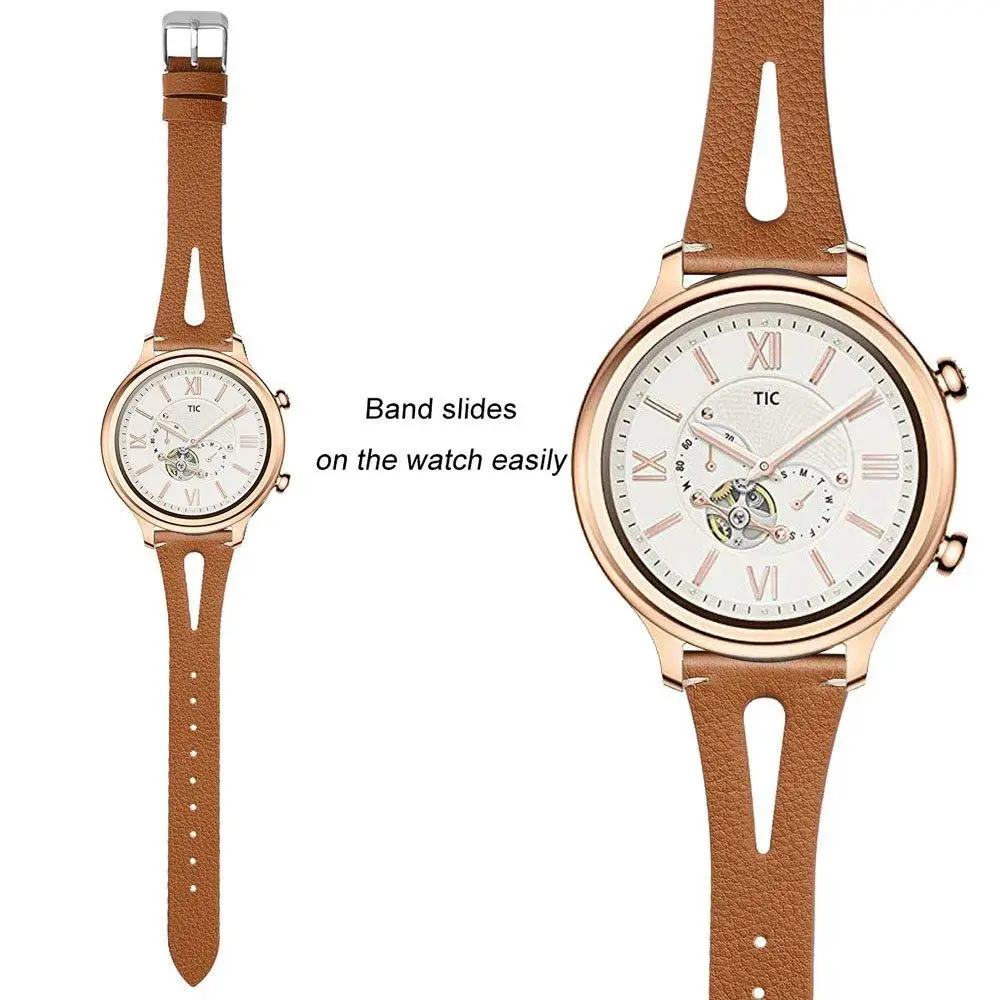 Ремешок для часов Fossil классический кожаный ремешок 18 мм Ticwatch C2 RoseGold Q Venture Gen3/Gen