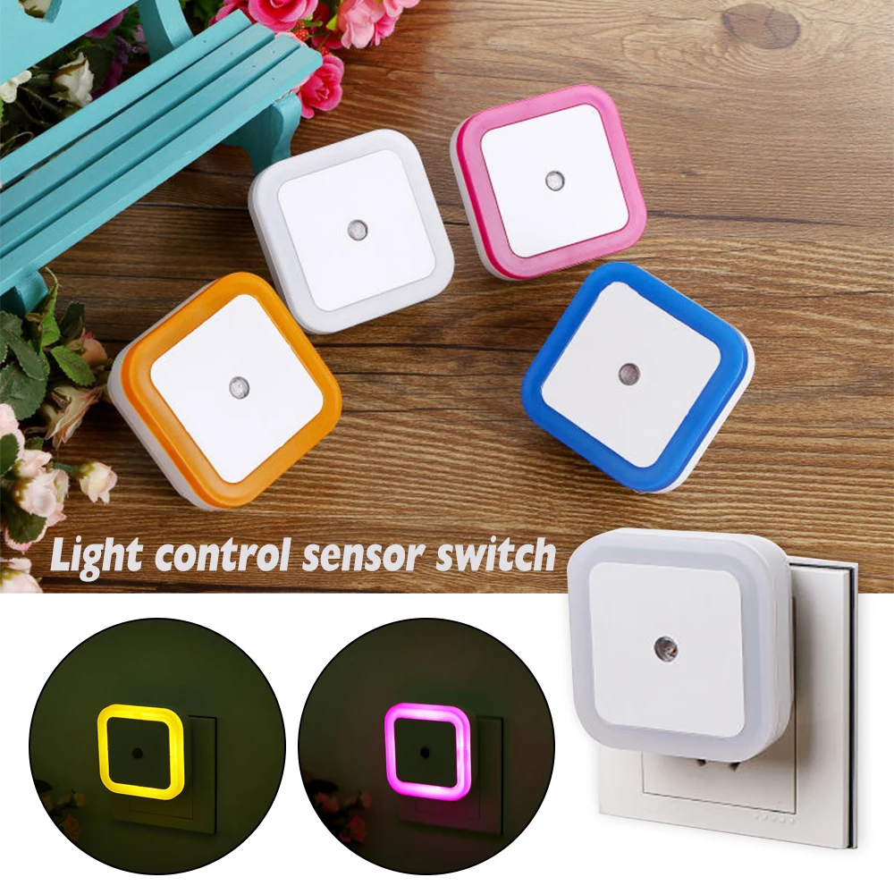 

IVYSHION 1PC Light Sensor Control Night Light Mini EU US Plug Novelty Square Bedroom lamp For Baby Gift Romantic Colorful Lights