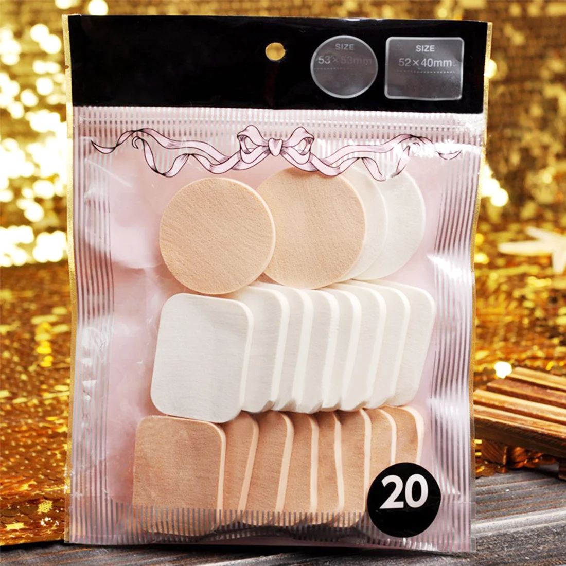 20pcs/Bag Mix Color Round Square Makeup Sponge Puff Dry Wet Dual Use