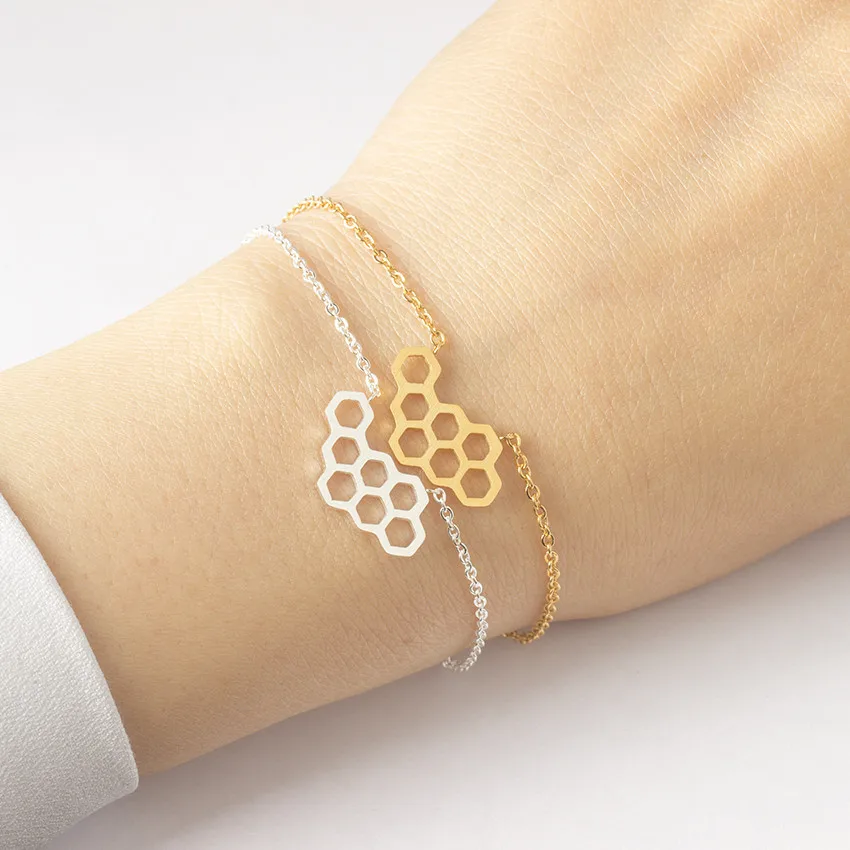 

Geometric Charm Bracelets For Women Girls Rose Gold Silver Stainless Steel Female Bracelet Fashion Jewelry