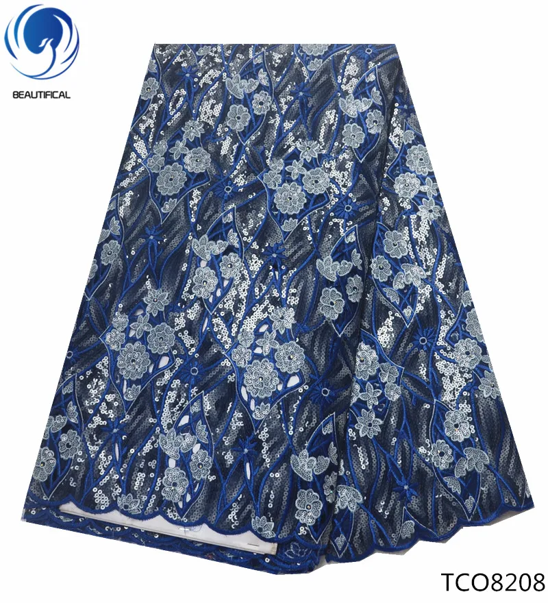 

BEAUTIFICAL African Shinning Sequins Embroidered 2018 Mesh Oganza Lace Full Sequin Fabric Materials For dress 5yards/lot TCO82