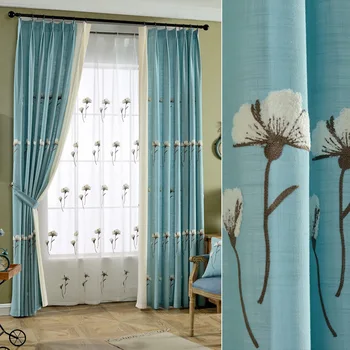 

The new solid color Korean garden fresh curtains embroidered curtains living room bedroom balcony