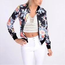 Red camo jacket Women Flower Floral Print Jacket Biker Celebrity Camo Bomber Stand Collar Slim Coat Outwear
