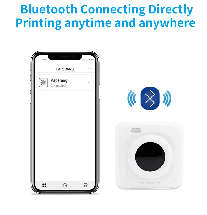 Портативный термальный Bluetooth принтер 58 мм мини беспроводной POS фотопринтер для Android IOS мобильного телефона