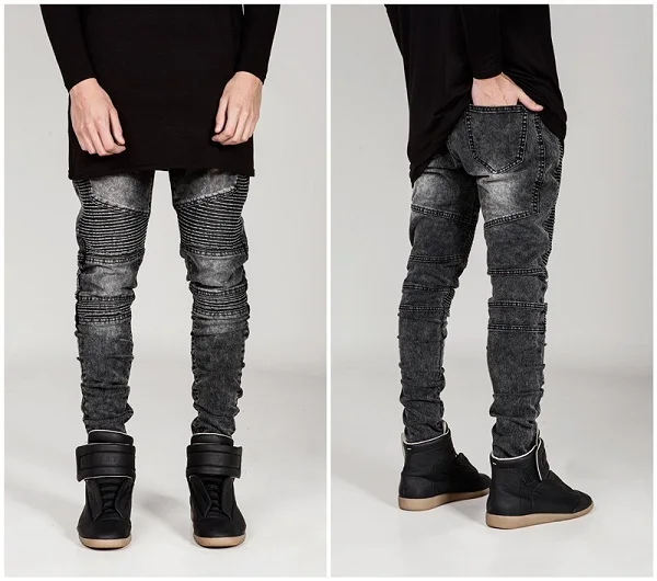 DANTBULUN мужские джинсы в стиле хип-хоп, мужские повседневные джинсы, потертые мужские узкие джинсы, байкерские джинсы, обтягивающие рваные джинсы в стиле рок, homme - Цвет: Черный