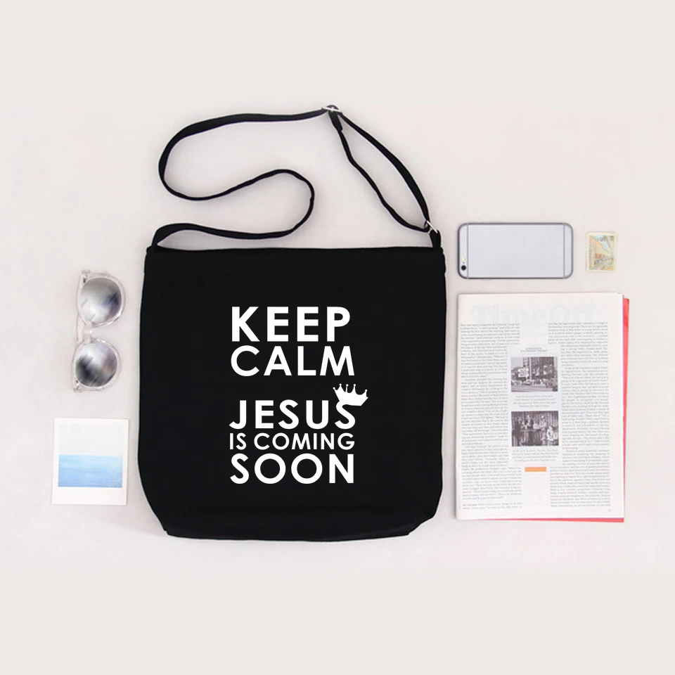 Сумка на ремне Keep calm Повседневная модная сумка школьная Холщовая с большой