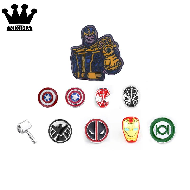 

Avengers Thanos Pin Enemy Brooch Thor Spider-Man Captain America The Hulk Superhero villain Thanos Denim Shirt Brooch