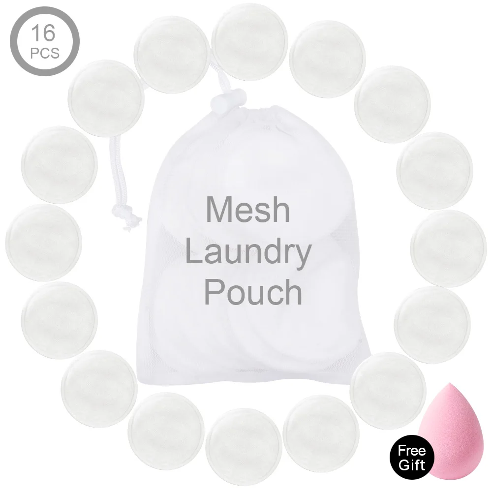 

Make Up Remover Pads Reusable Makeup Wipes Microfiber Three Layers Washable Cleansing Cotton Facial & Skin Care With Laundry Bag