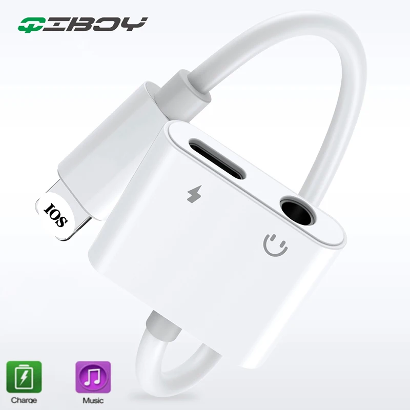 

2 in 1 Charging Audio Headphone Adapter For iPhone X XS Max 7 8 For Lighting To 3.5mm Aux Jack Earphone Dual splitter Converter