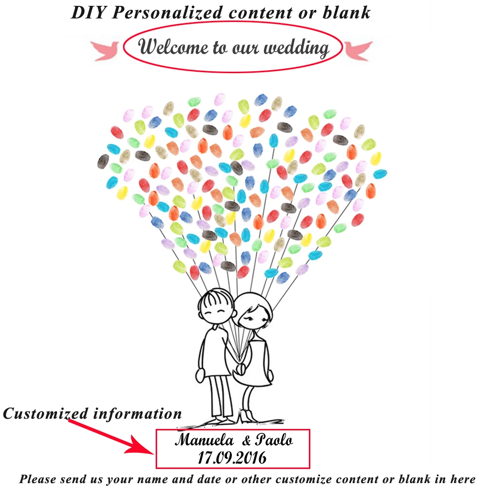 Бесплатный заказ имя и дата любителей сладкого отпечатков пальцев diy шар Гостевые книги для Свадебные украшения Гостевая книга
