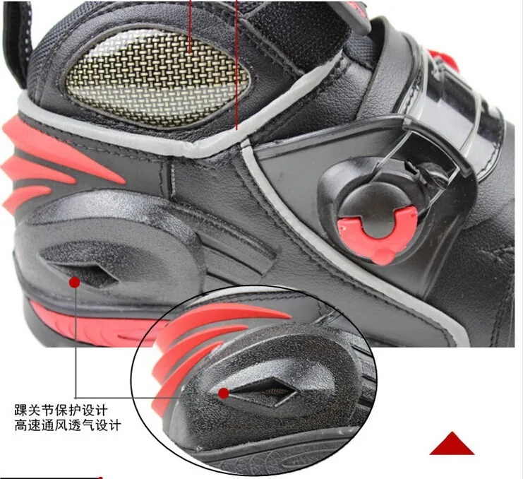 Черные, смешанные, красные, Аутентичные мужские мотоциклетные ботинки для езды на велосипеде, обувь для езды на велосипеде, ботинки для мотокросса, Pro-Biker Band A9002