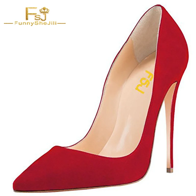 

2018 Spring Womens Top Quality Velvet Suede Pumps Thin High Heels Shoes Stilettos Sexy Pointed Toe Casual Dress Shoes Size FSJ