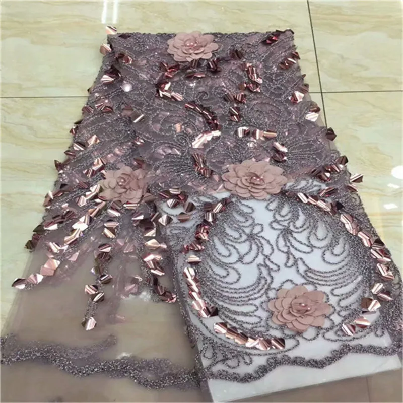 

2019 French Embroidered Mesh 3d Lace Fabric sequins African Lace Fabric High Quality Guipure Lace For Nigeria Lace Wedding