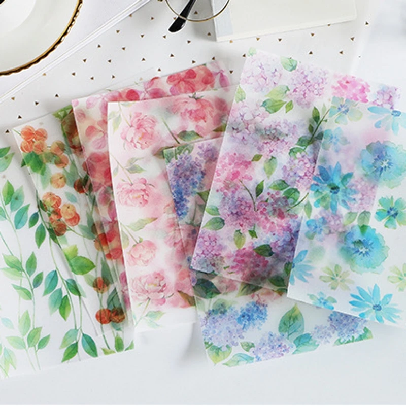 

8Pcs/Set Flower Background Vellum Stickers for Scrapbooking DIY Journal Projects/Photo Album/Card Making Crafts