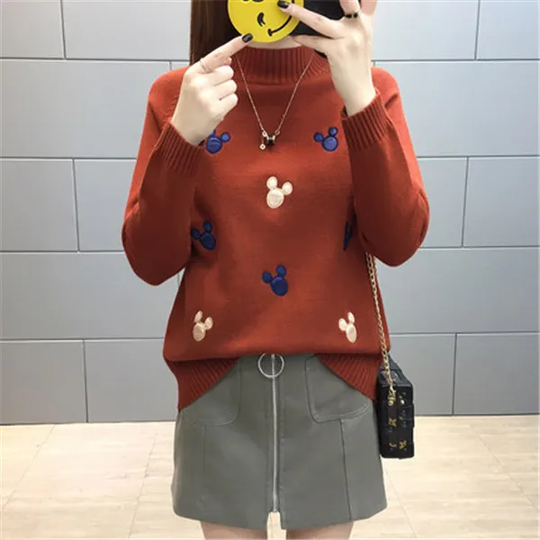 Women Knit Pullover Sweater New Autumn Winter Clothes Warm Half Turtleneck Long-sleeved Knitwear Tops Jumper Female AA372 - Цвет: caramel colour