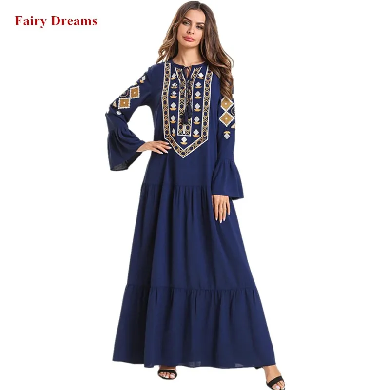 Muslim-Blue-Dress-Abaya-Women-Embroidery-Dresses-Bangladesh-Islam ...