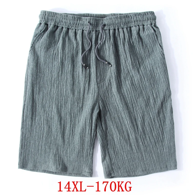 Kaufen Männer der Großen Shorts Plus Größe 11XL 12XL 13XL 14XL Sommer Leinen Große Stretch Sport Casual Lose 60 Schwarz Shorts
