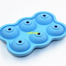 50 шт./партия Быстрая силиконовые 6 отверстий ледяные шарики питьевой поднос для вина Круглый чайник Форма Сфера форма для льда Хоккей с шайбой