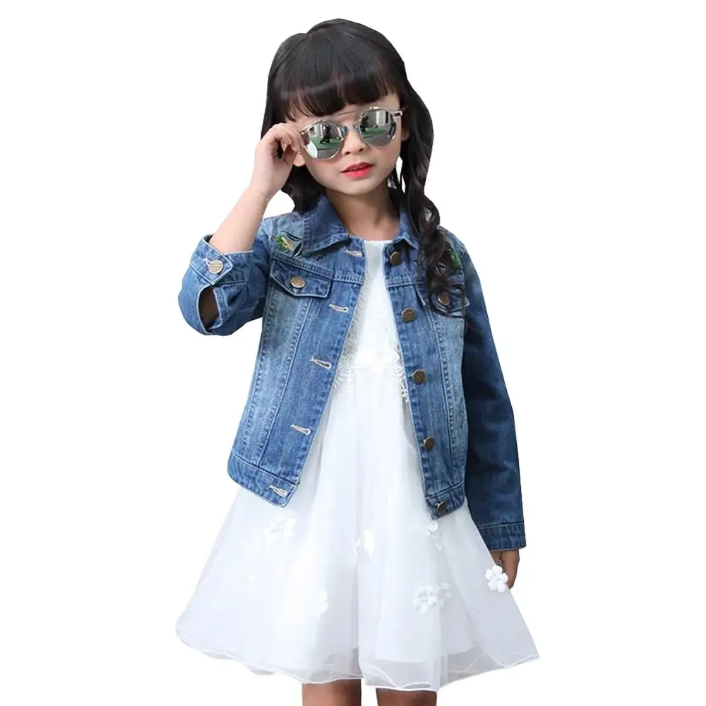 

Girls Denim Jackets Child Jean Coat Baby Girls Flowers Butterfly Kids Cowboy Casual Outerwear