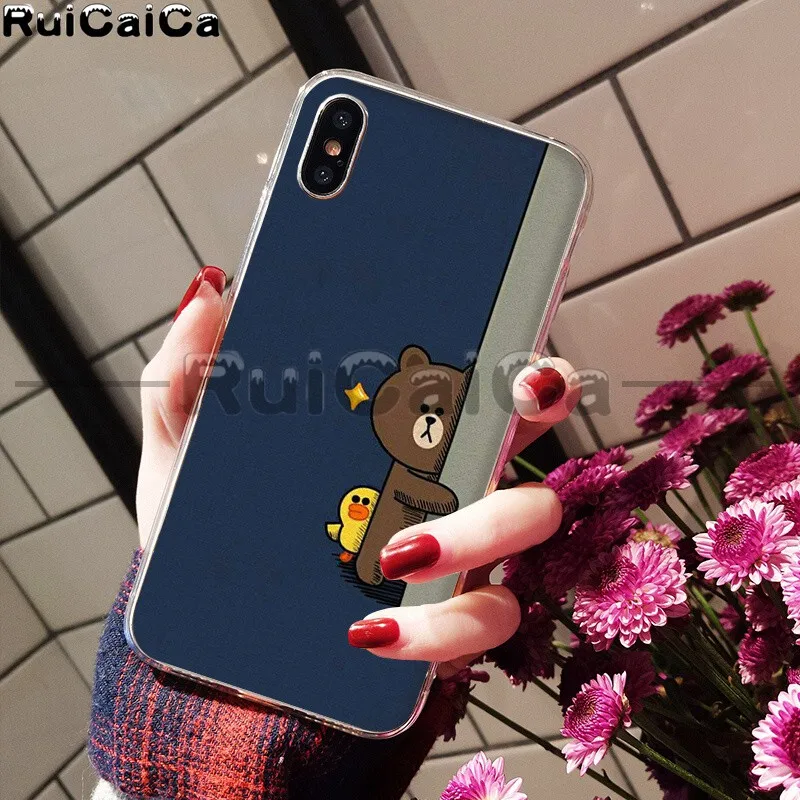 RuiCaiCa Line Friends коричневый Медведь Мягкий ТПУ чехол для телефона для Apple iPhone 8 7 6 6S Plus X XS MAX 5 5S SE XR мобильных телефонов - Цвет: A14