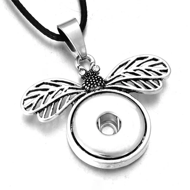 

New Snap Jewelry 18mm DIY Charm Dragonfly Snap Button Necklace Women Pendant Necklaces For Girls Accessories Gift ZG265