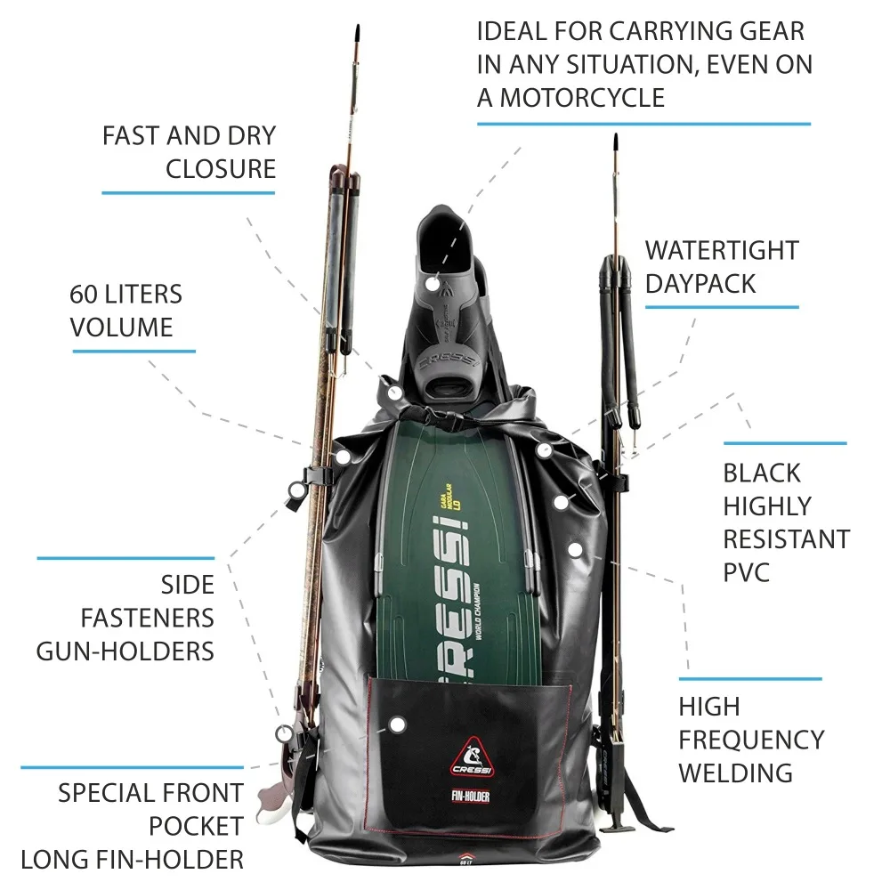 Cressi сухие GARA Бесплатные ласты для дайвинга сумки большой объем длинный Флиппер посылка сумка легкая переноска снаряжение для дайвинга сумка